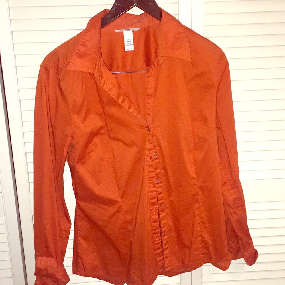 H&M orange button down shirt. Size 12.